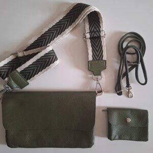 Italian leather, belt bag, jacquard strap + crossbody strap, for women